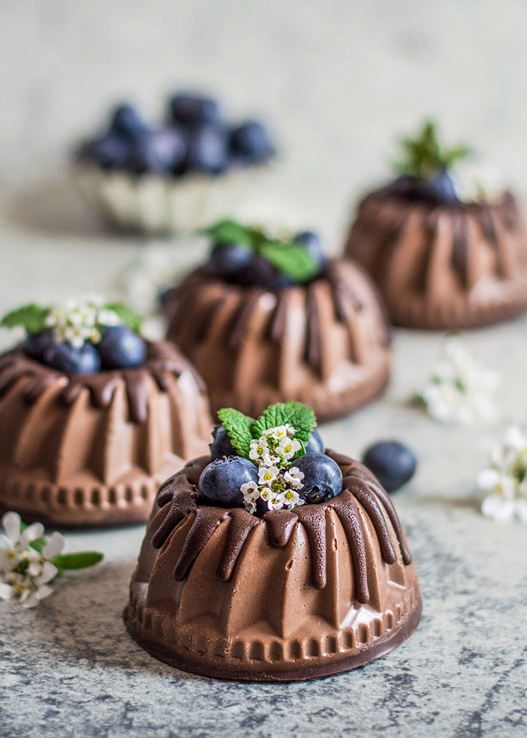 Triple Chocolate Mini Bundt Cakes 