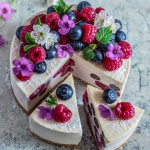 Coconut Lemon and Berry Cheesecake