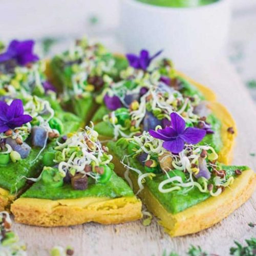 Socca Pizza with Arugula Pesto