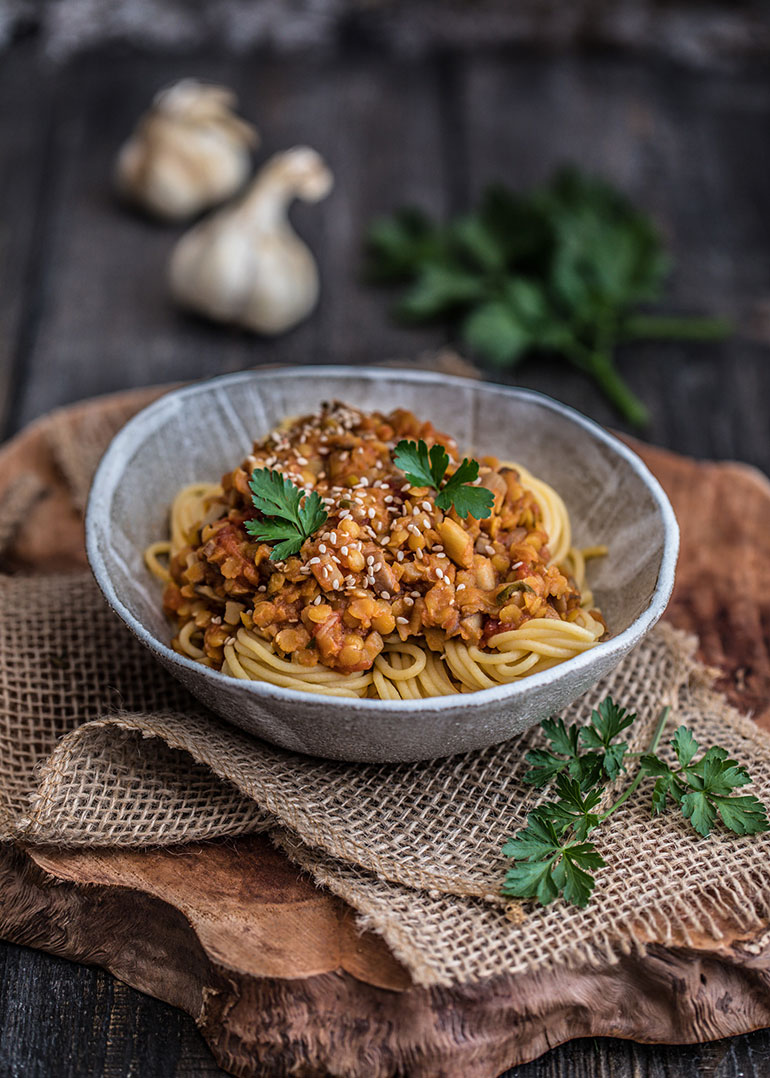 Vegan Lentil & Mushroom Bolognese