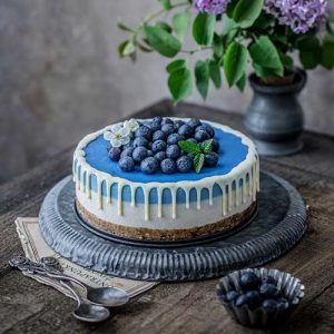 White Chocolate Blue Spirulina Cheesecake