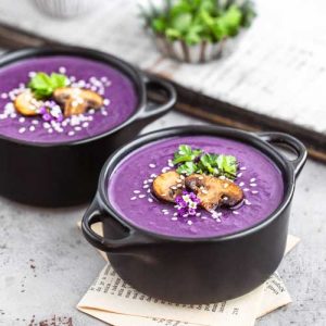 Purple Sweet Potato & Mushroom Soup